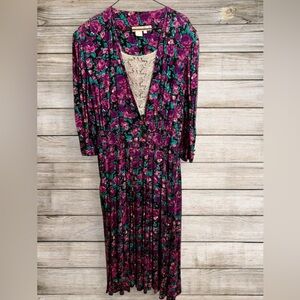 Architect Long Sleeve Floral Dress in Purple and Green